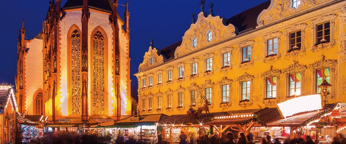 A view over the Christmas market in Würzburg, Germany